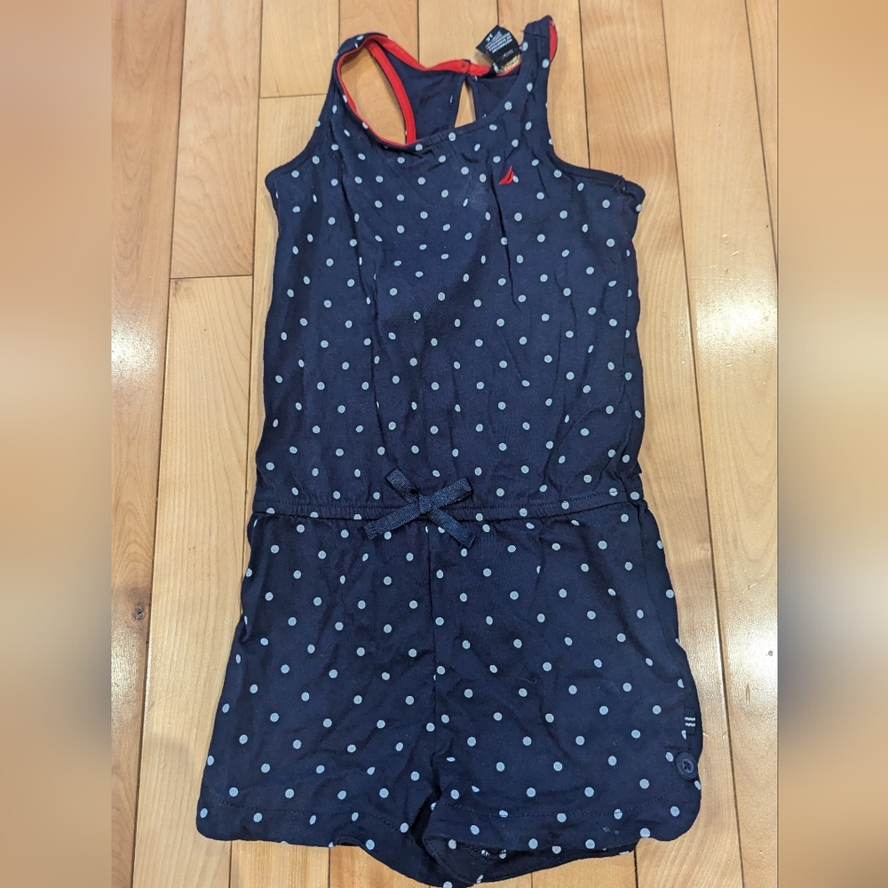 3/15$ Nautica Blue and White Polka Dot Jumpsuit